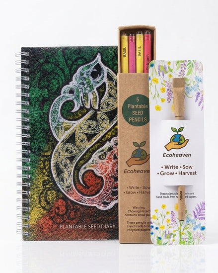Plantable Māori Design Diary, Pen & Pencils Bundle